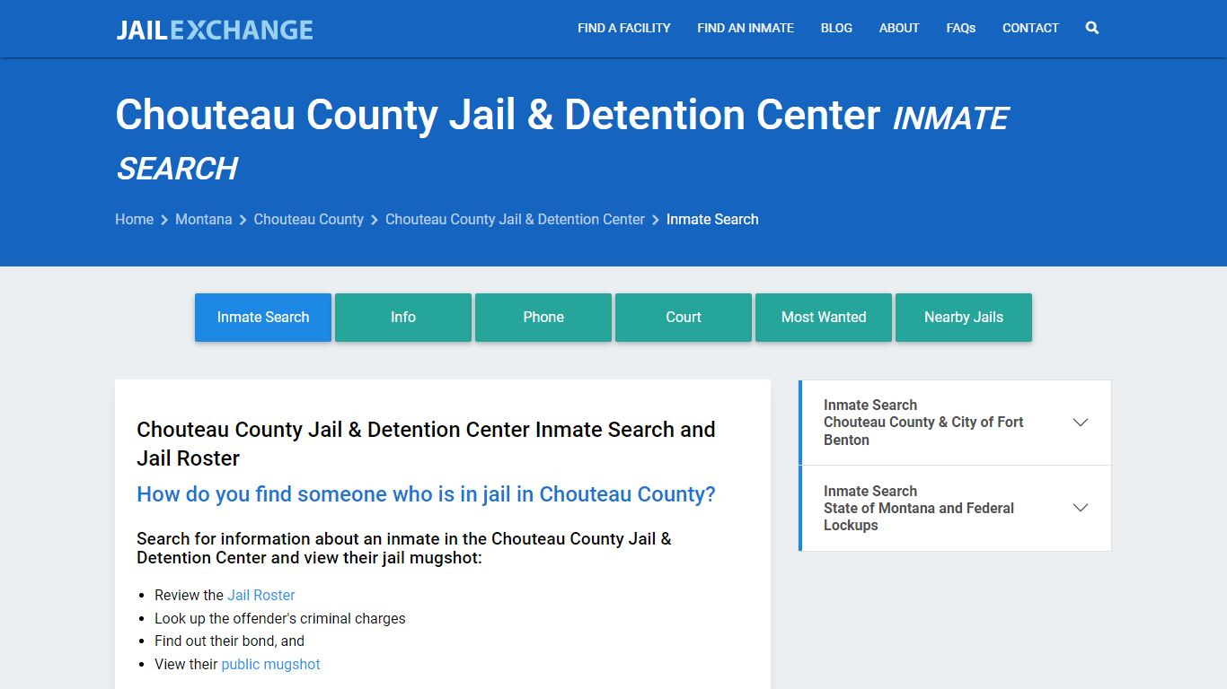 Chouteau County Jail & Detention Center Inmate Search