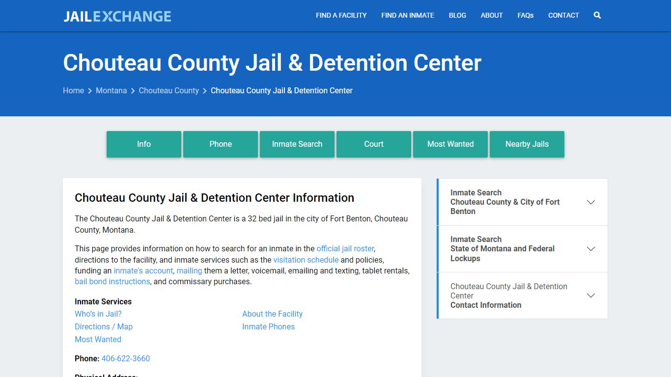 Chouteau County Jail & Detention Center, MT Inmate Search, Information